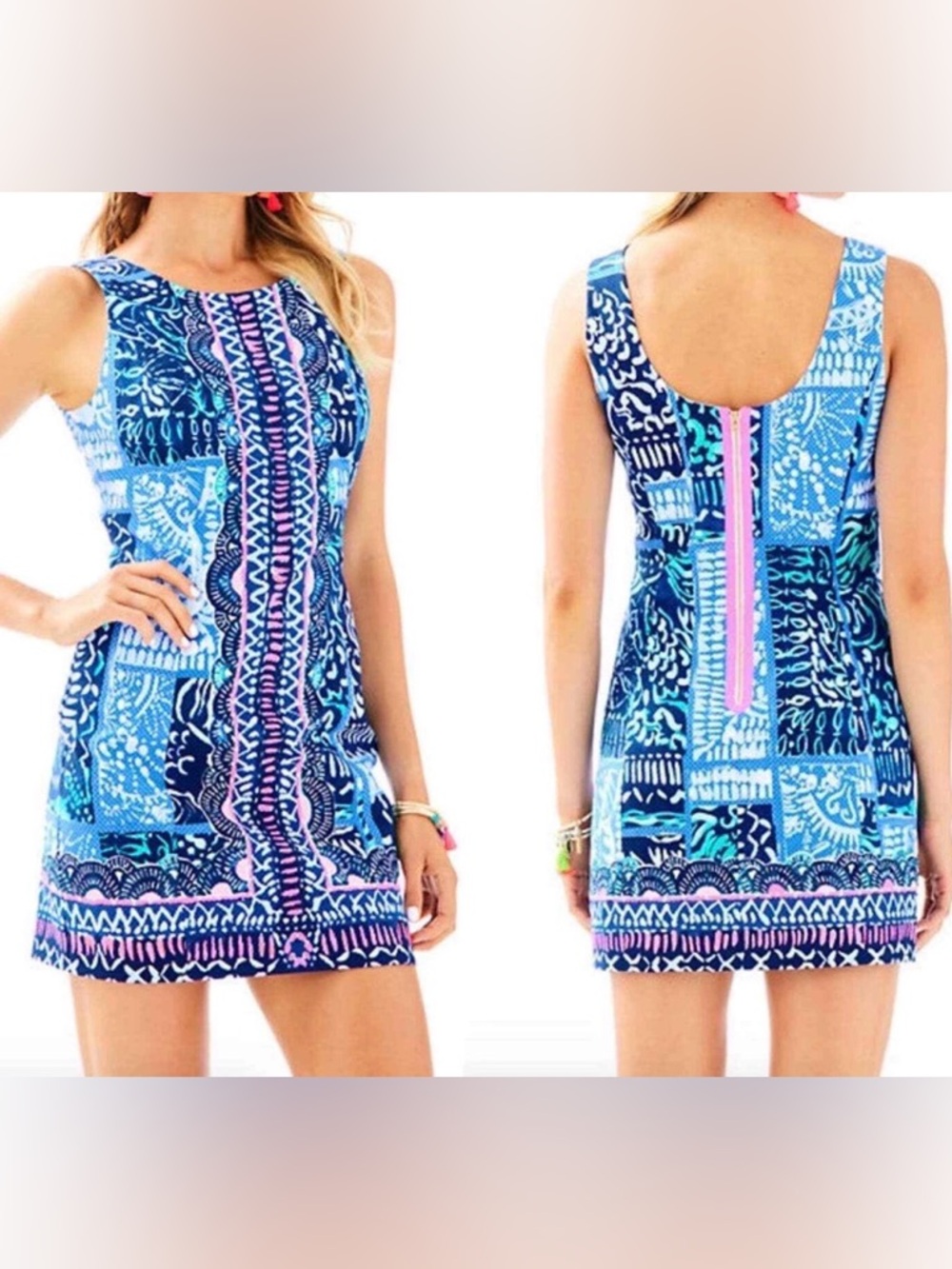 Lilly Pulitzer Mila Stretch Shift Dress Leied Back Engineered Size 2 EUC